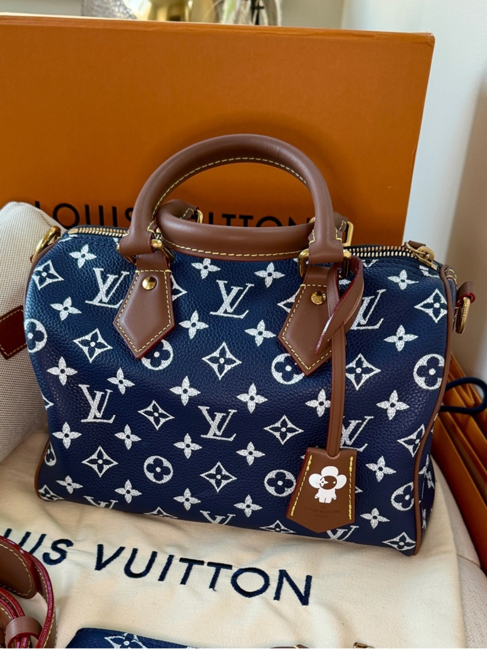 Speedy P9 Navy Monogram Crossbody Bandouliere L.V.